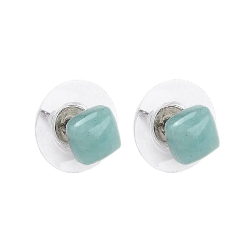 Boucles d'oreilles pierre naturelle puce carré amazonite Meilleur Prix