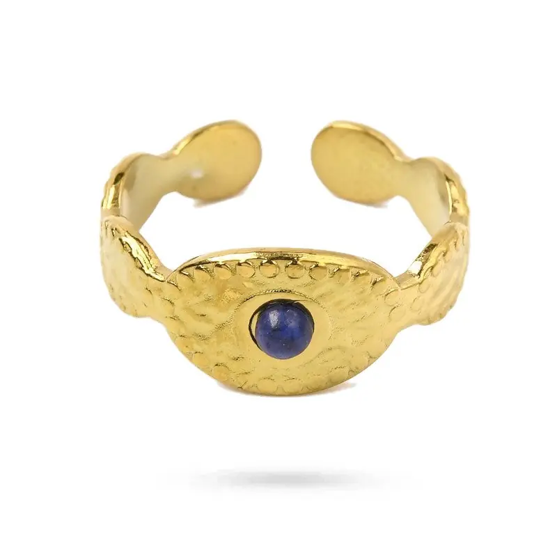 Édition Limitée Bagues pour femme acier inoxydable ovale pierre naturelle lapis lazuli