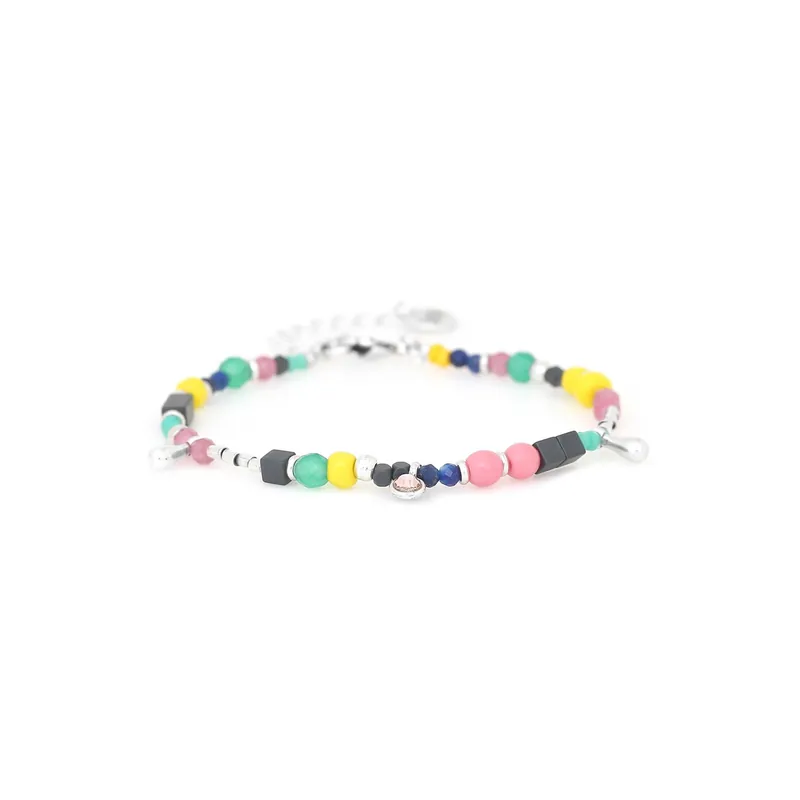 Tendance Bracelet ajustable rose et vert - Tendance Perles - Joey