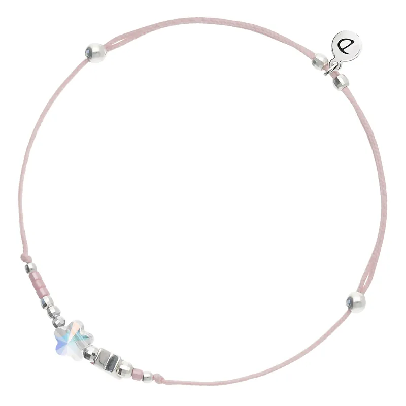BRACELET ENFANT CORDON ROSE CLAIR FLEUR SWAROVSKI AB ET ÉTOILE Argent 925 Meilleur Prix