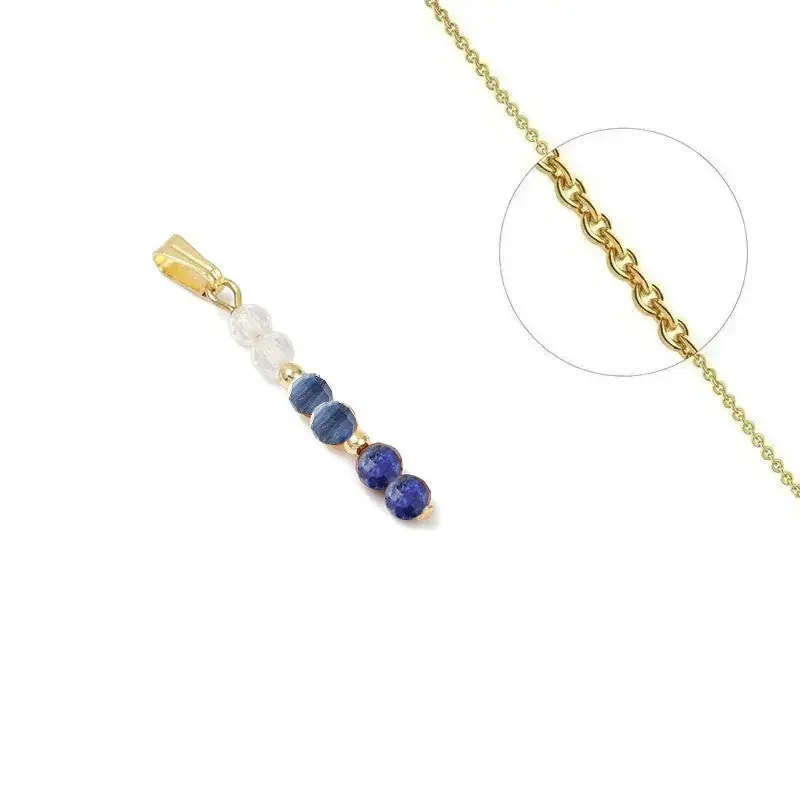 En Vogue Collier acier inoxydable cristal pierre naturelle lapis lazuli