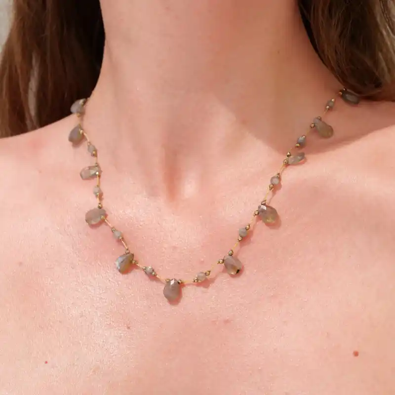 Seulement Aujourd’hui Collier ajustable et gouttes en Labradorite
