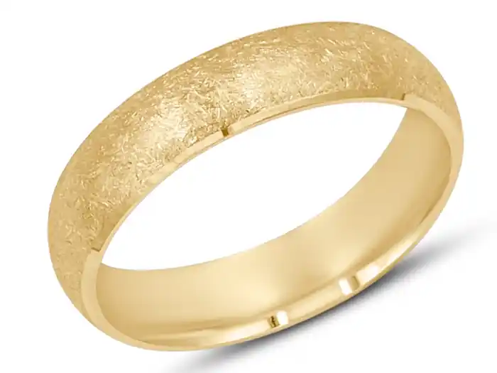Expédié Aujourd’hui Jonc Bengale 5 mm arrondi mat et brillant finition rayée en or jaune 10k pour homme