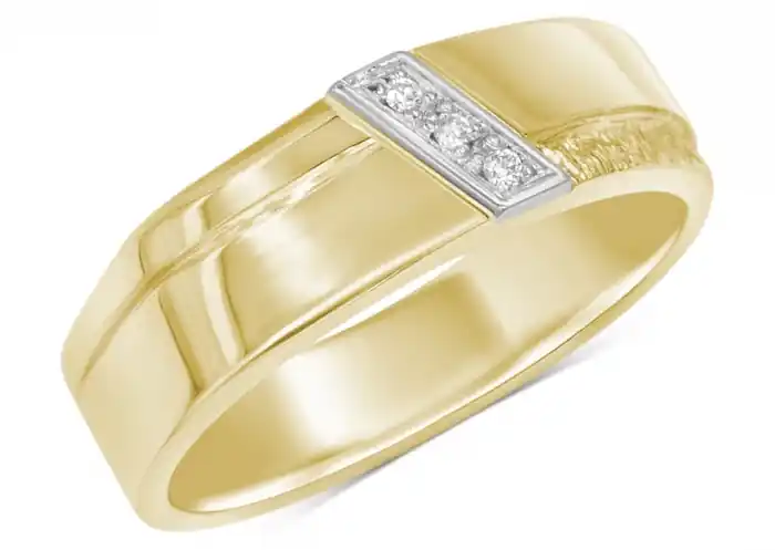 Premium Jonc Euclide pavé de diamants diagonale et design carré en or jaune et blanc 10k pour homme