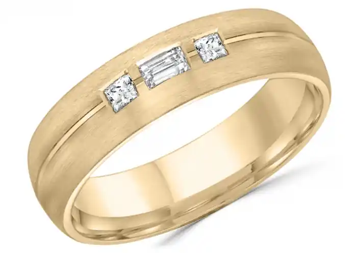 Bague Triana diamants taille baguette et princesse en or jaune 10k pour homme Livraison Express