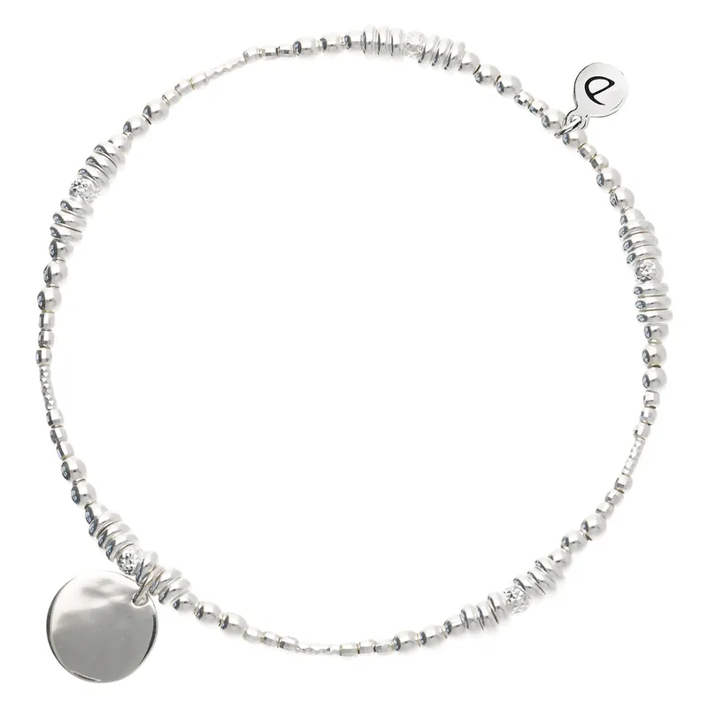 CHEVILLÈRE ÉLASTIQUE BOULES PASTILLE 14 MM Argent 925 Gravable Meilleure Vente