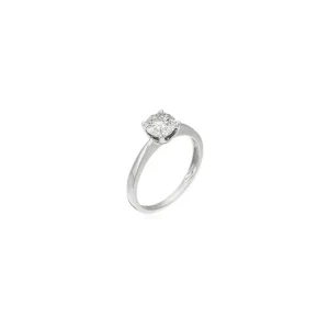 Prix Réduit Bague Or Blanc 375/1000 "Brillant Luciana 0,10"Diamants: 0,06ct/1 & 0,04/9
