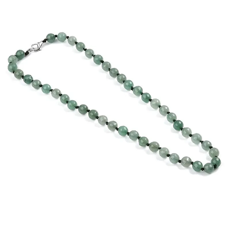 Collier acier inoxydable pierre naturelle aventurine 8 mm Populaire