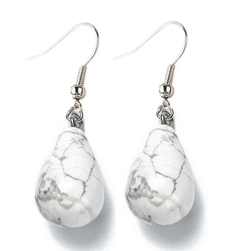 Commande En Gros Boucles d'oreilles pierre naturelle goutte howlite