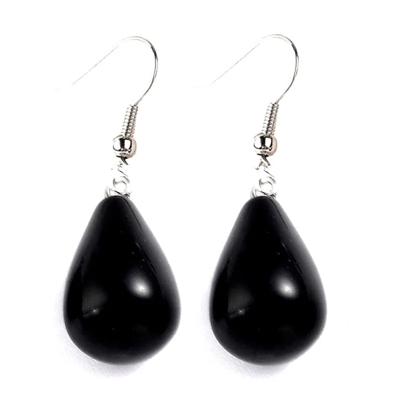 Artisanat Boucles d'oreilles pierre naturelle goutte onyx noir