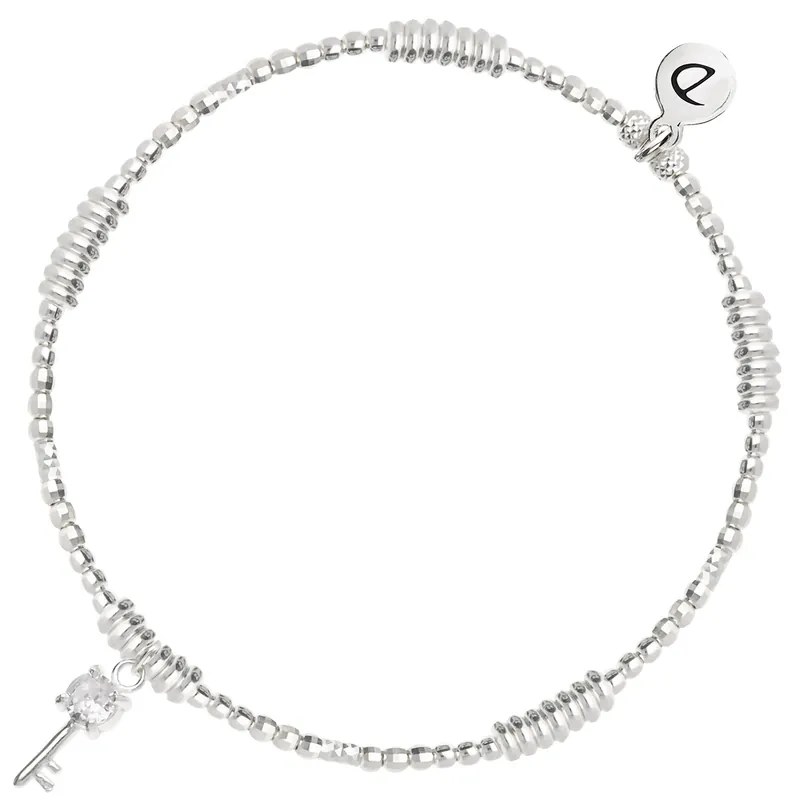 Seulement Aujourd’hui BRACELET ÉLASTIQUE BOULES CLÉ ORNÉE D'UN OXYDE DE ZIRCONIUM Argent 925