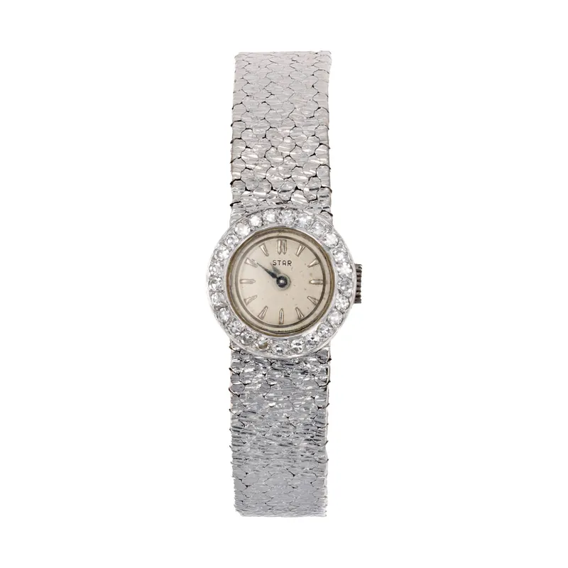 Vente Flash Montre or blanc diamants de dame Star