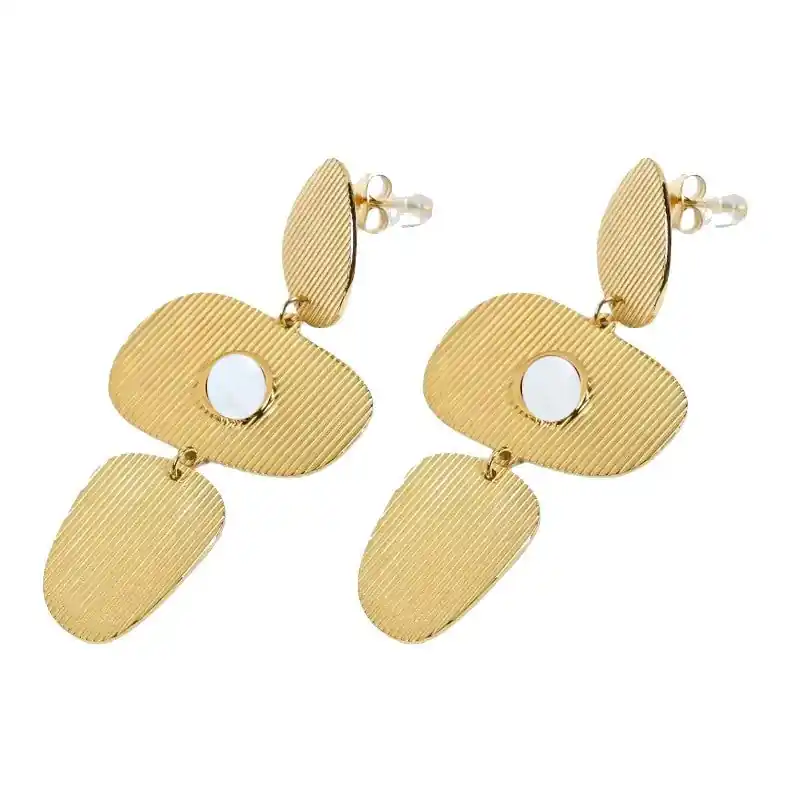 Prix Bas Boucles d'oreilles pendantes Zoé acier inoxydable pierres naturelles nacre