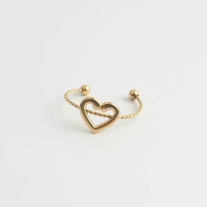 Coeur ouvert - Bague - Acier inoxydable - Ajustable Prix Promo