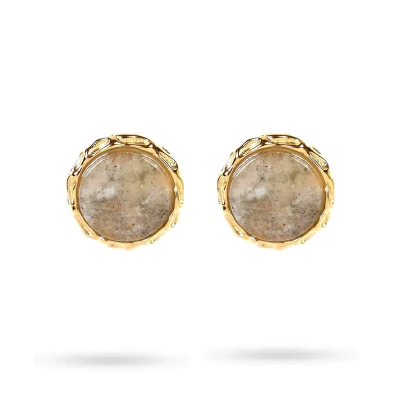 Boucles d'oreilles tombante acier inoxydable Monique pierres naturelles labradorite Promotion