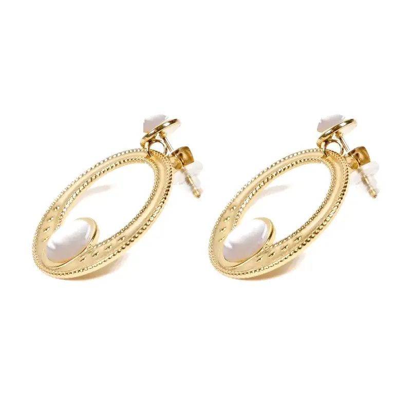 Must-Have Boucles d'oreilles tombante Carla acier inoxydable pierres naturelles nacre