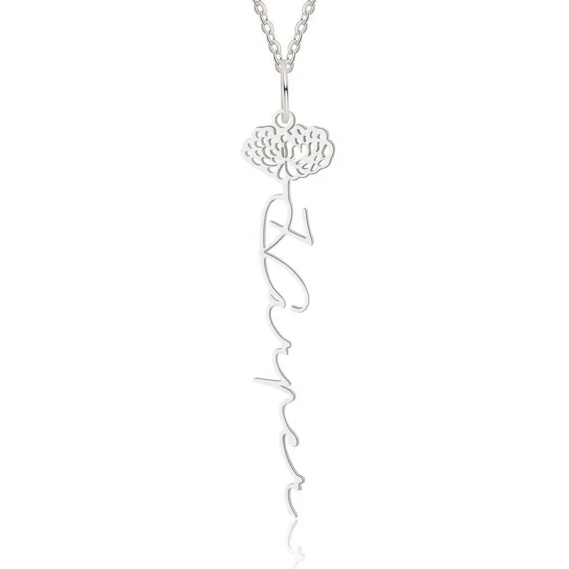 A Ma Fille - Collier prénom personnalisé 12 fleurs de naissance Offre Exclusive