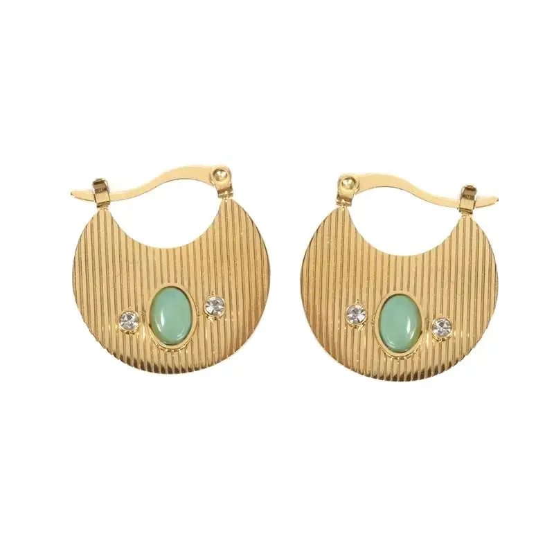 Boucles d'oreilles tombante Barbara acier inoxydable pierres naturelles amazonite Usine Directe