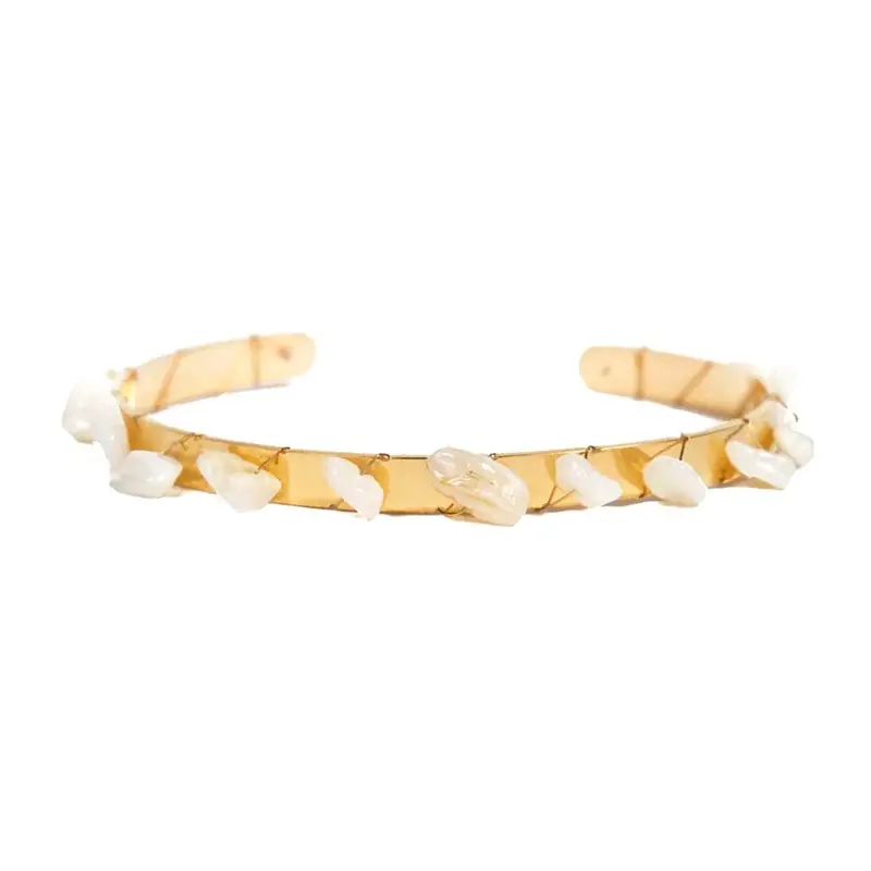 Bracelet femme - jonc Maude acier inoxydable pierres naturelles nacre Nouvelle Collection