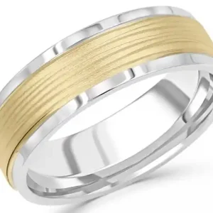 Achetez Aujourd’hui Jonc Ramure 7mm effet bois en or satiné et poli 10k deux tons pour homme