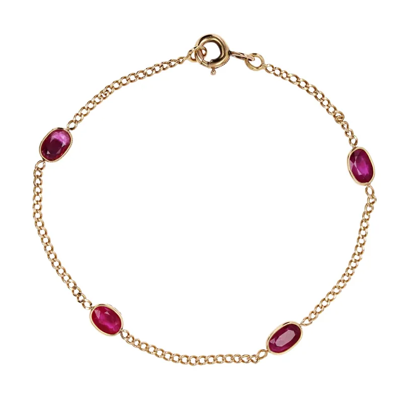 Bracelet rubis et chaine en or Soldes