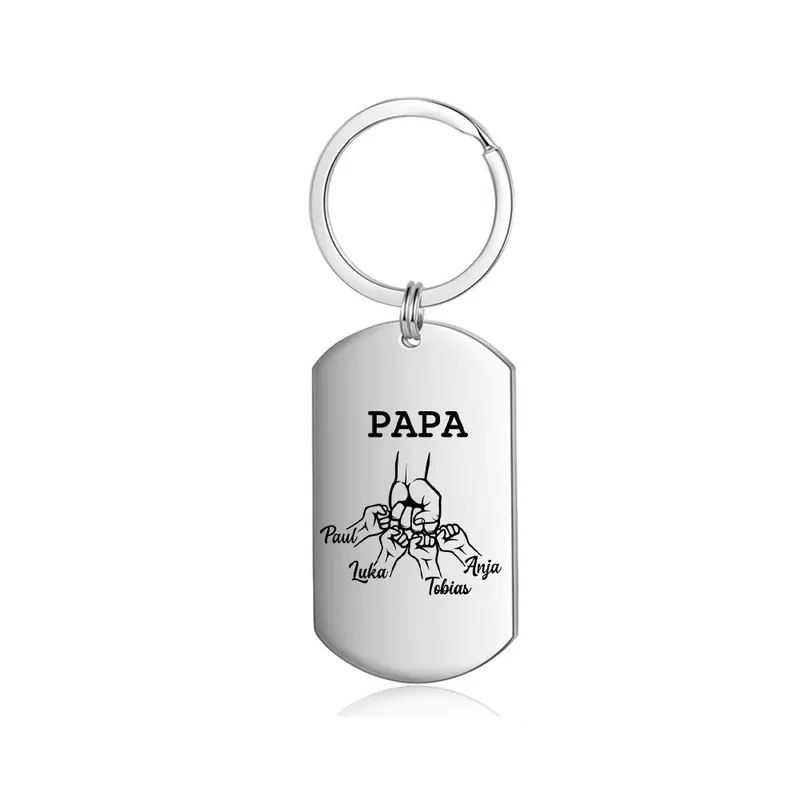 Livraison Gratuite À mon Papa -Combinaison de Bracelet et Porte-Clés Poings 4 Prénoms Personnalisé