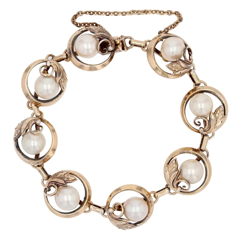 Bracelet ancien en vermeil et perles de culture Jusqu’à Épuisement Des Stocks