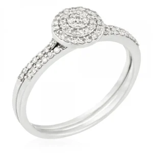 Promotion BagueDuo Or Blanc 375/1000 "Amour d"antan" Diamant 0,14/48 Diamant 0,10/26