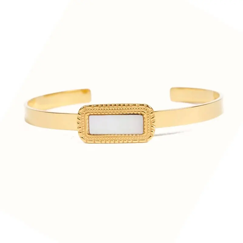 Bracelet femme - jonc Sophia acier inoxydable pierres naturelles de nacre Remise