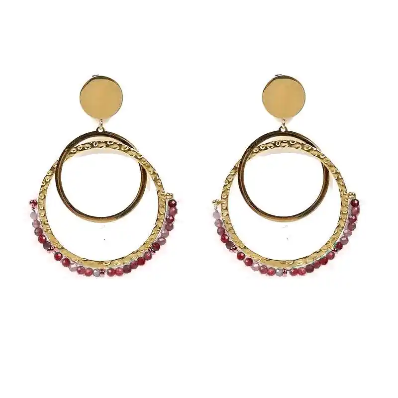 Meilleur Choix Boucles d'oreilles pendantes Laurie acier inoxydable pierres naturelles tourmaline