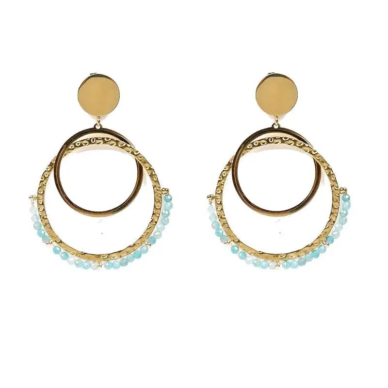 Boucles d'oreilles pendantes Laurie acier inoxydable pierres naturelles amazonite Original