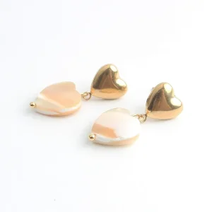 Double Love - Boucles d'oreilles - Pierre naturelle - Acier inoxydable Produit De Marque