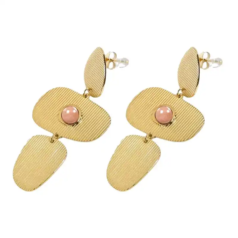 Boucles d'oreilles pendantes Zoé acier inoxydable pierres naturelles du soleil Original