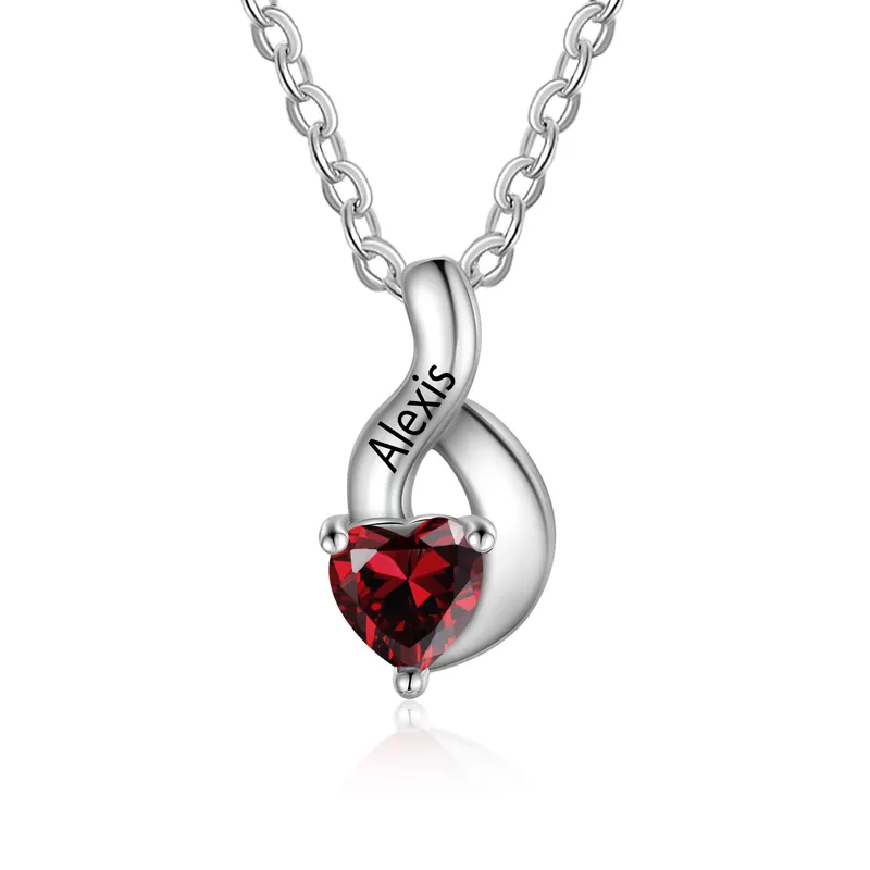 Offre Spéciale 1-6 Noms Collier Cœur Personnalisé avec Pierres de naissance pour Femme