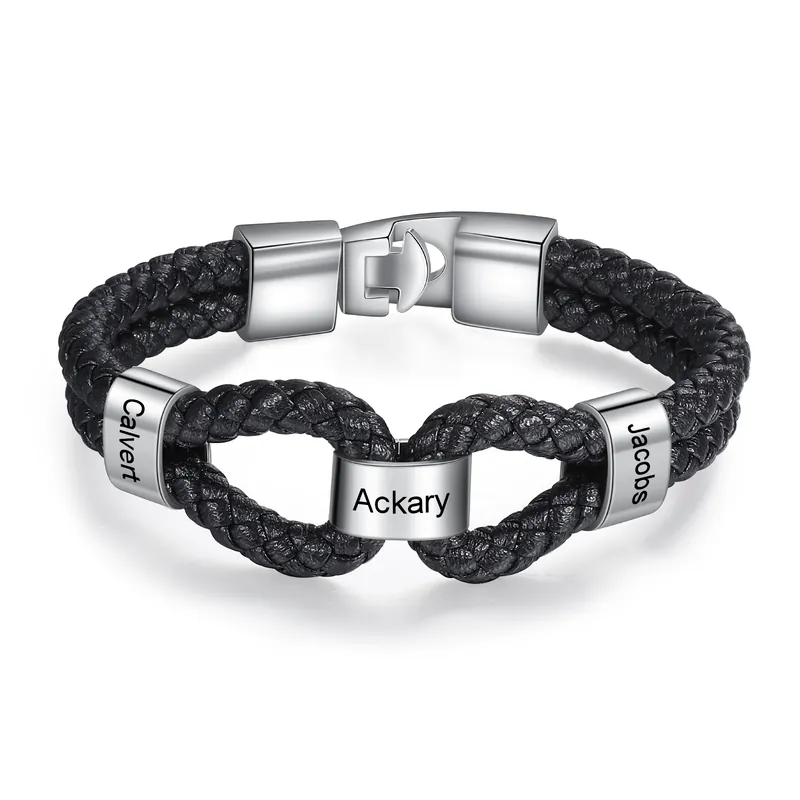 Bracelet Cuir tressé 3 Prénom Personnalisé Homme Acheter Direct
