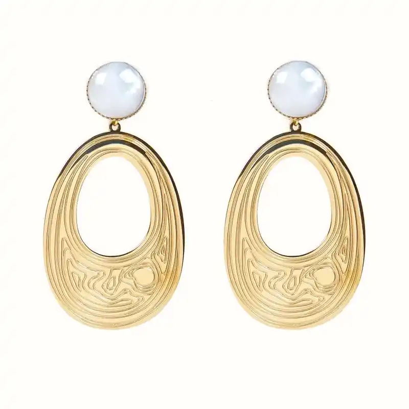 Super Prix Boucles d'oreilles pendantes Marie acier inoxydable pierres naturelles nacre