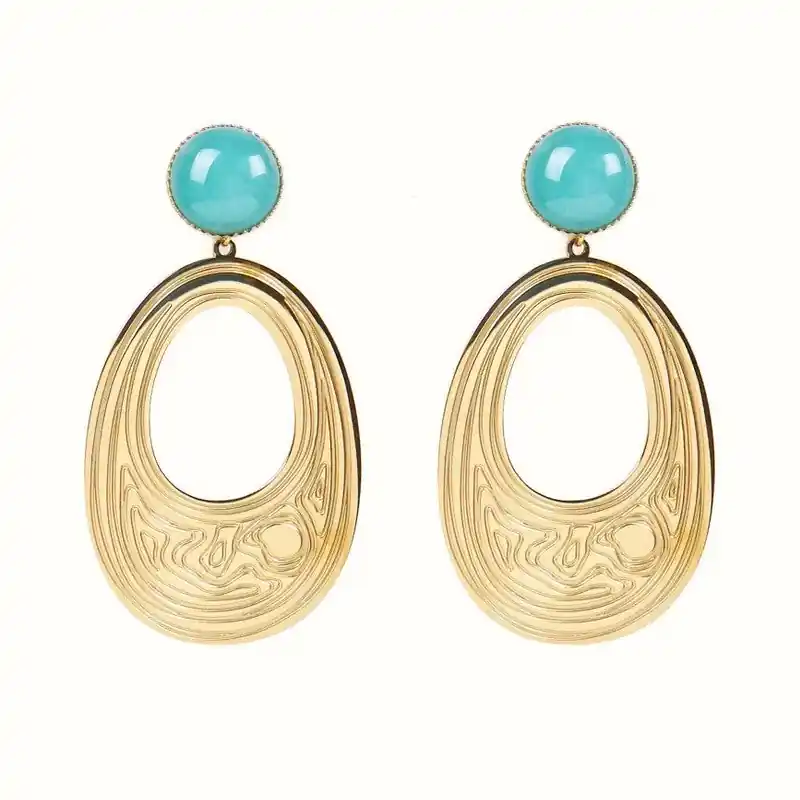 Boucles d'oreilles pendantes Marie acier inoxydable pierres naturelles amazonite Nouvelle Collection