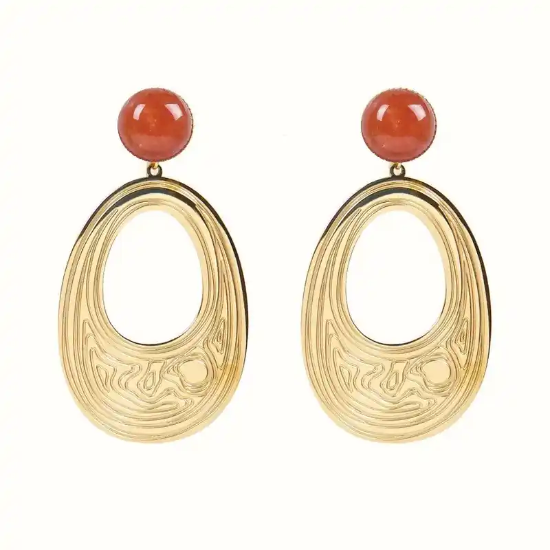 Boucles d'oreilles pendantes Marie acier inoxydable pierres naturelles de soleil Remise