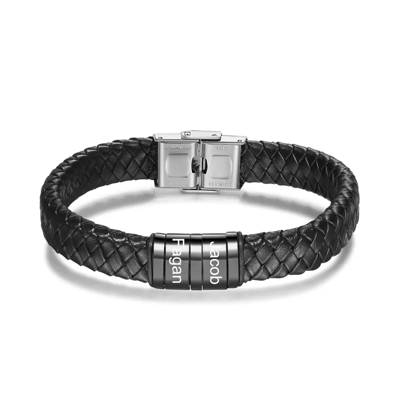 Seulement Aujourd’hui A mon homme - Bracelet Cuir tressé 2 Prénom Personnalisé Bracelet Homme