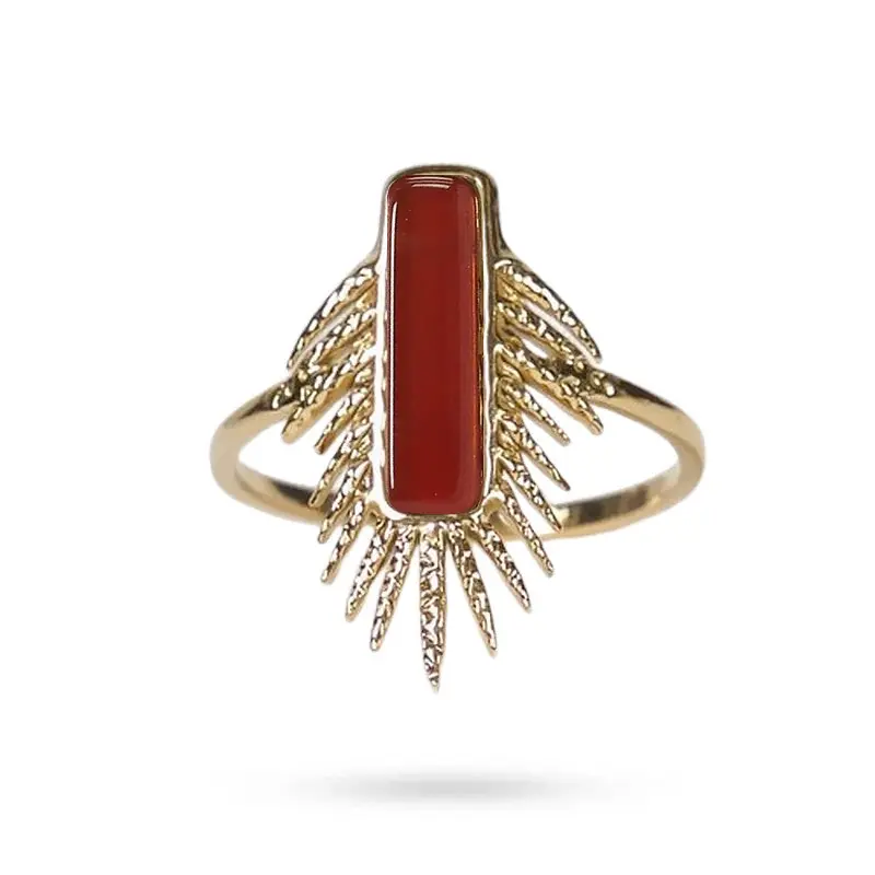 Bagues pour femme acier inoxydable Suzie pierre naturelle agate rouge Satisfait Ou Remboursé