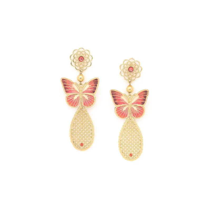 Promotion Saisonnière Boucles d'oreilles poussoir papillon - rose - Les Fleurs Du Moment - Mariposa