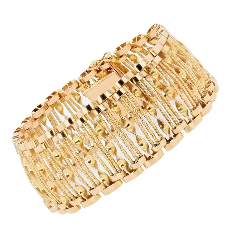 Bracelet vintage ajouré de fils et torsade d'or Expédié Aujourd’hui