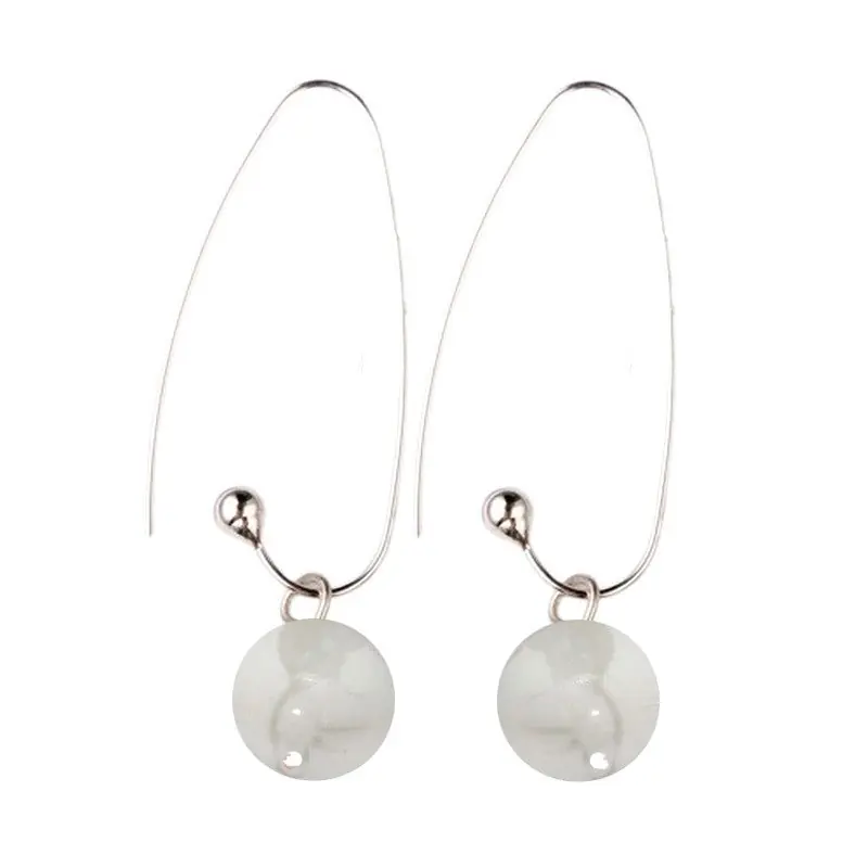 Boucles d'oreilles pendantes acier inoxydable pierres naturelles howlite Top Vente