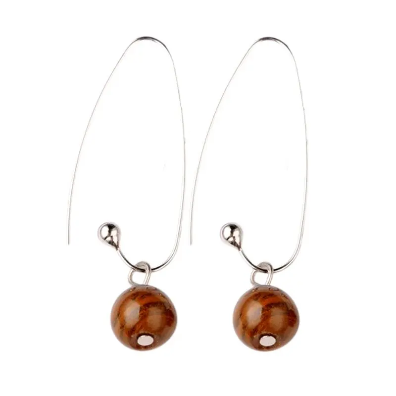 Boucles d'oreilles pendantes acier inoxydable pierres naturelles oeil de tigre Dernière Chance