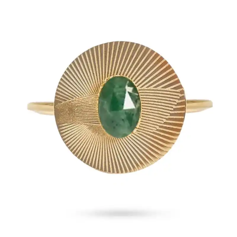 Marque Bagues pour femme ronde acier inoxydable pierre naturelle jade Africaine