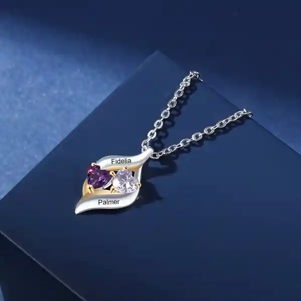 À Ma Femme-Collier Personnalisé 2 pierres naissance ARGENT 925 Commander Vite