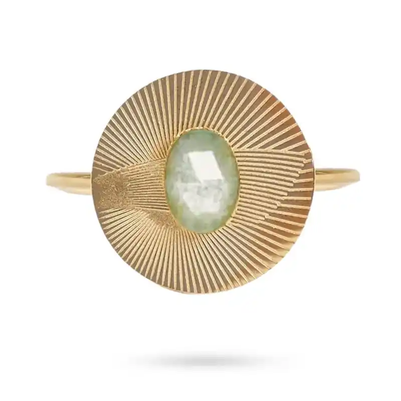 Bagues pour femme ronde acier inoxydable pierre naturelle amazonite Livraison Express
