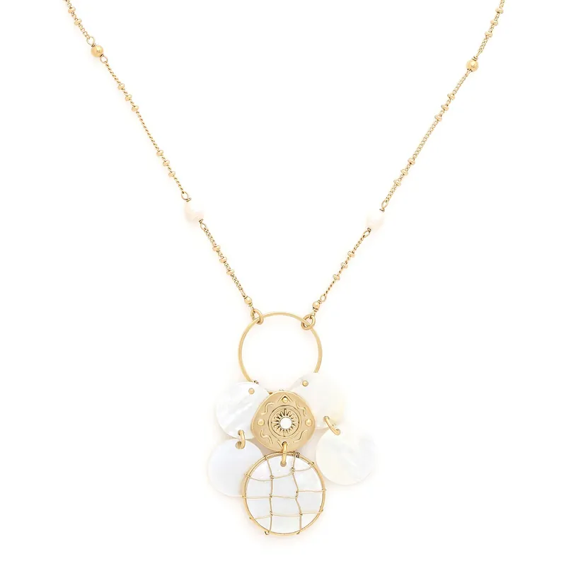 Acheter Direct Collier mi-long multi disques nacre blanche - Kimberley