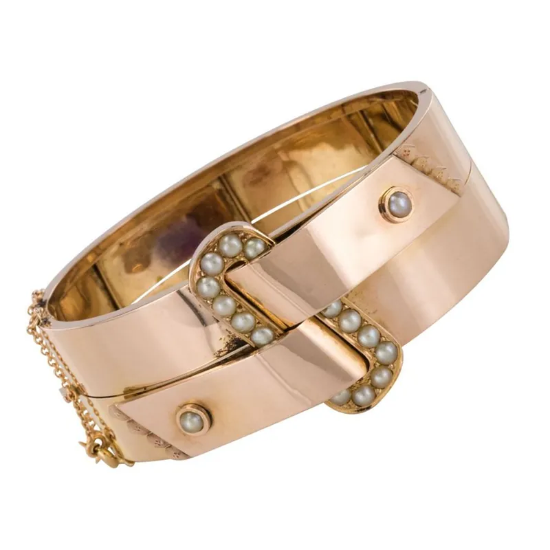 Bracelet ancien jonc ceinture perles fines Offre Spéciale