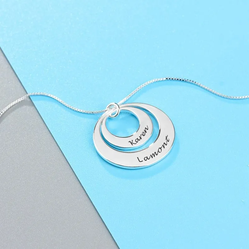 Achetez Aujourd’hui Collier Gravé 2 prenom Personnalisé à Double Cercles